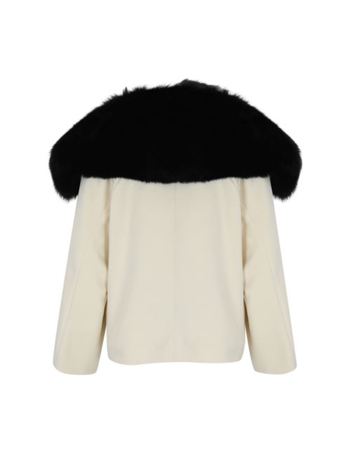 Cappotto New Way in lana e pelliccia bianco e nero YES LONDON | CD1197BIANCO